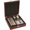 Flask Game Set in Rosewood Presentation Box, with engraved plate